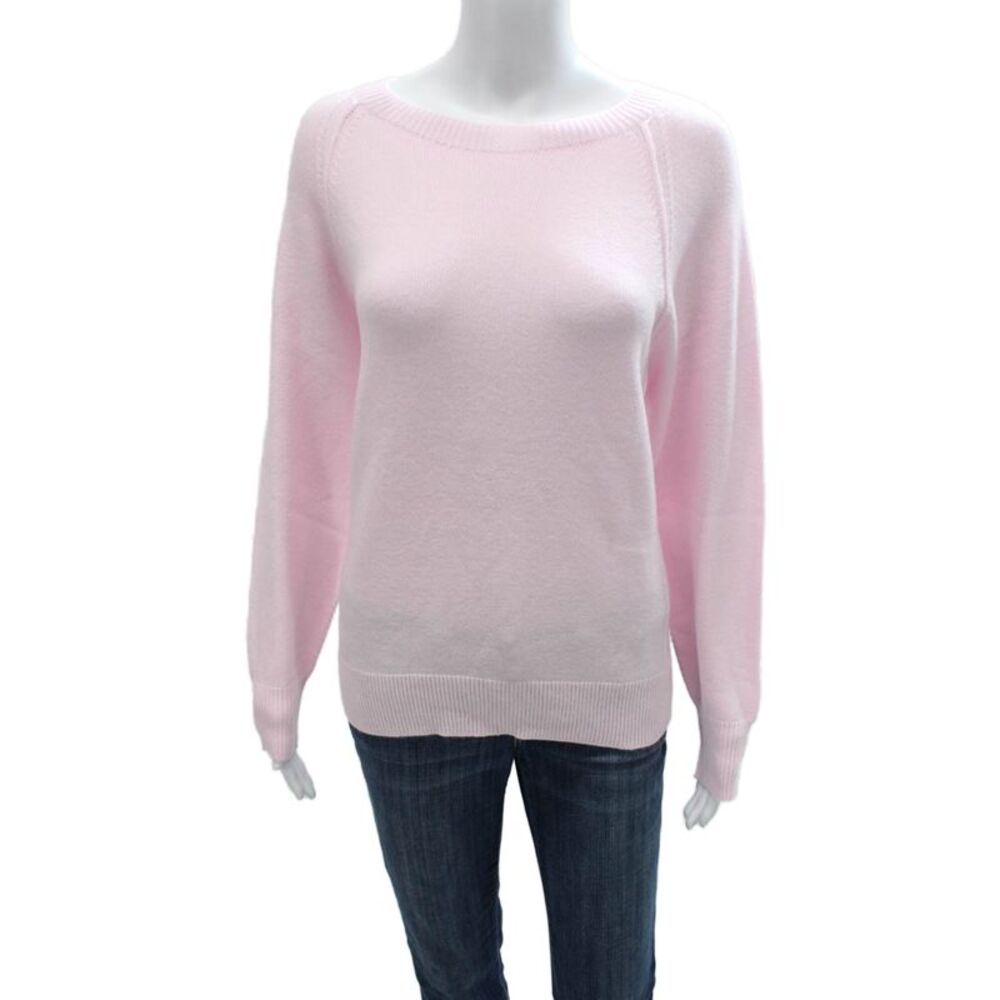 Renuar Women Pullover Sweater Pink Boat Neck Long Sleeve Acrylic Size L